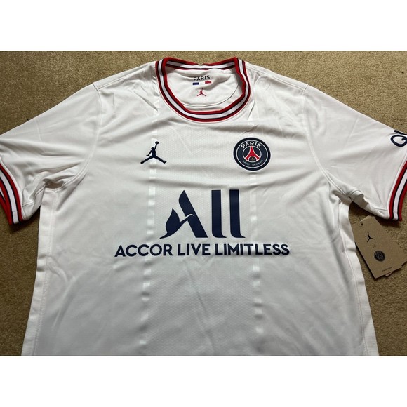 Jordan PSG Paris Saint Germain Away Soccer White Jersey DH7471-101 Men’s Size L - Picture 3 of 6
